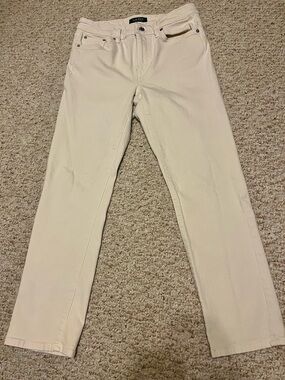 Lauren Ralph Lauren Women’s Cream Straight-Leg Stretch Jeans